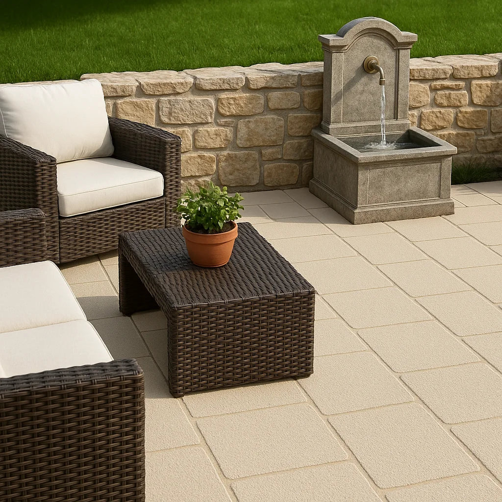 Pavimento in pietra di Apricena sabbiata