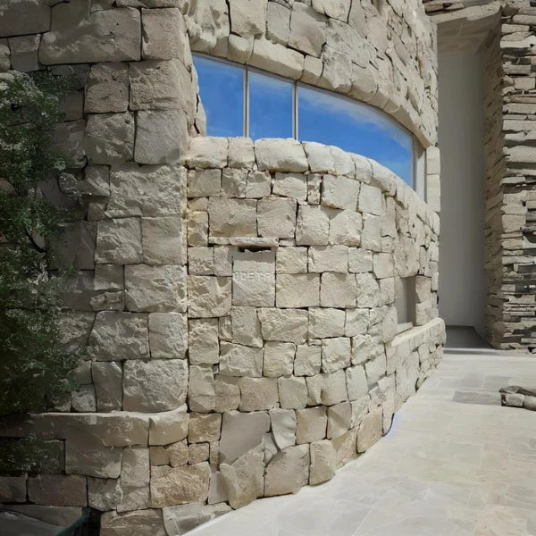 Muro a secco squadrato in pietra naturale con binderi rustici