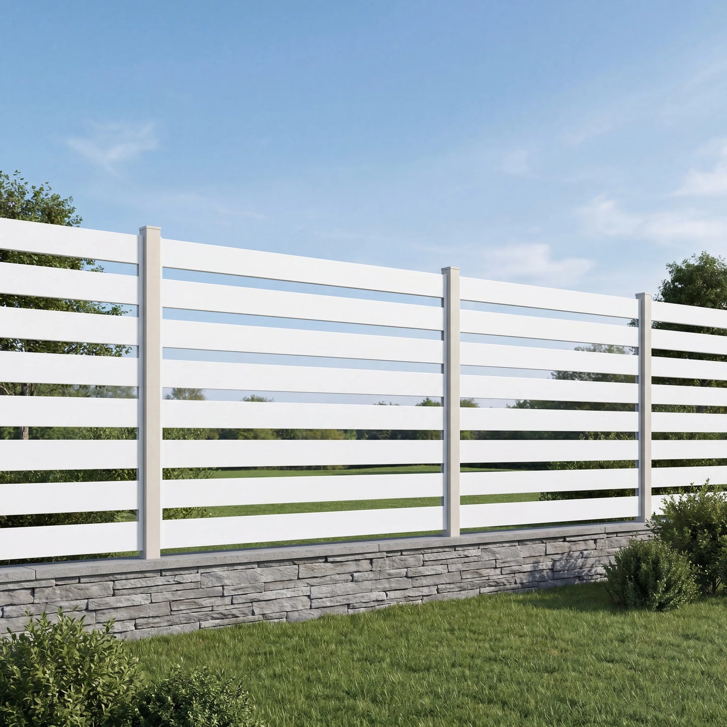 Recinzioni doghe in PVC con distanziatori da 4 cm