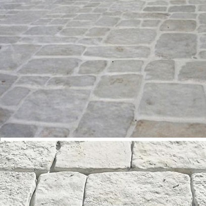 Pavimento in pietra di Trani tranciata anticata